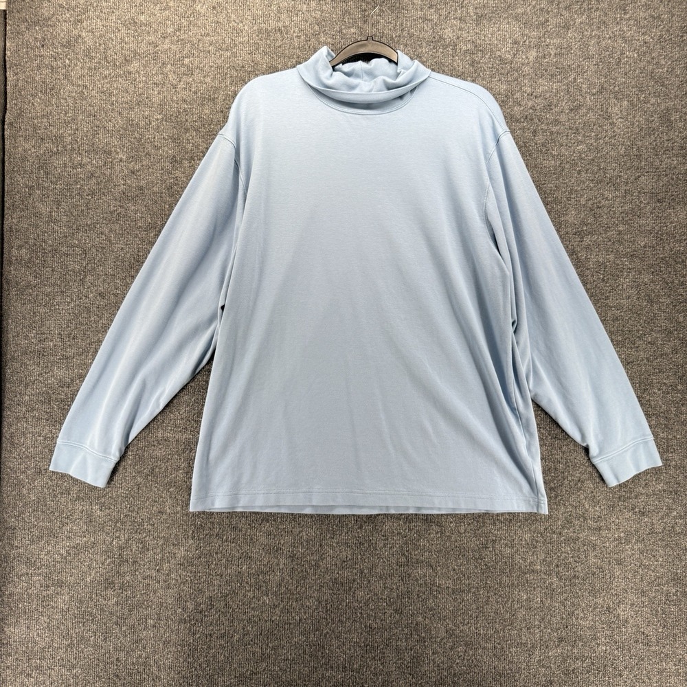 LL Bean Sweater Womens XL Blue Turtleneck Long Sleeve Casual Boho Cotton Preppy